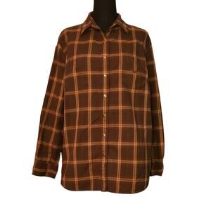 Flannel shirt button down brown plaid, 2XL, LAUREN by Ralph Lauren